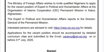 Apply for OIC Expert Position in Kabul, FG Tells Nigerians