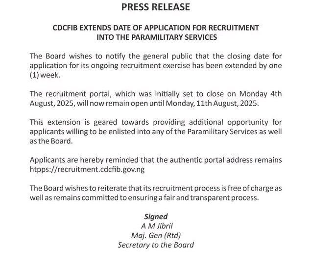 More Time for Applicants as CDCFIB Extends Recruitment Window