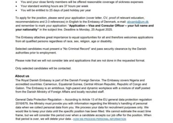 Danish Embassy in Nigeria Announces Recruitment for Key Role