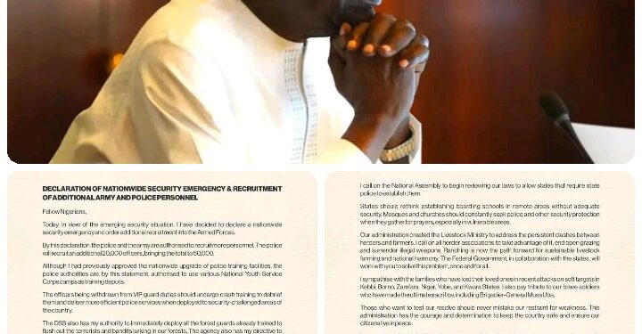 JUST IN: Tinubu Endorses State Police, Orders Massive Security Recruitment