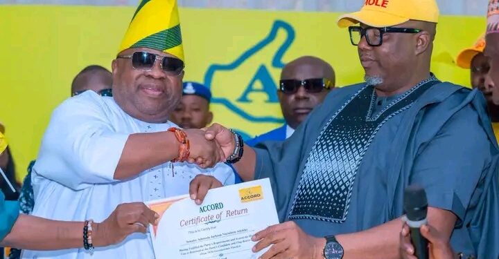 Accord Crowns Adeleke Its Torchbearer for 2026 Governorship Race