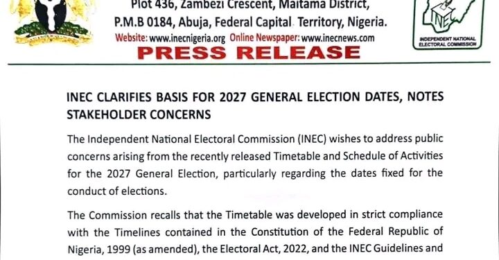 2027 General Elections: INEC Signals Possible Date Shift