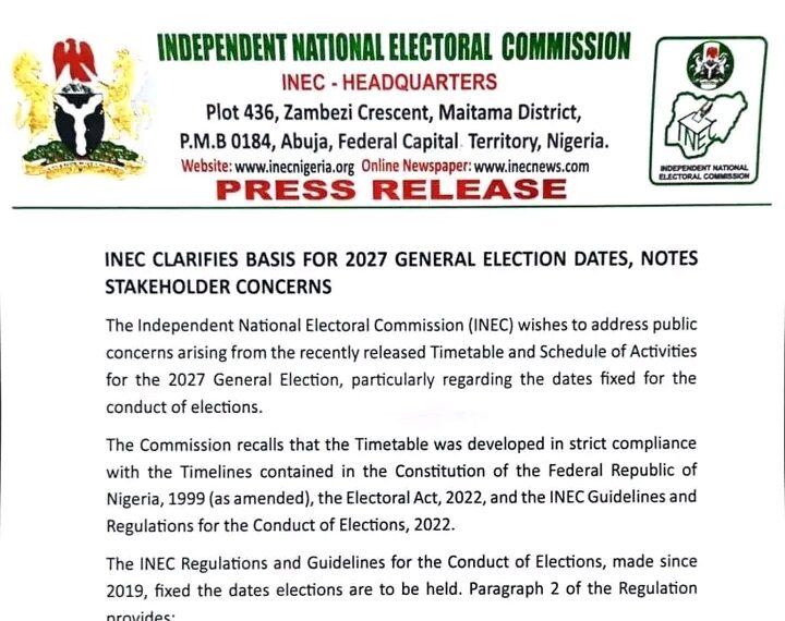 2027 General Elections: INEC Signals Possible Date Shift